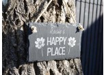 hand cut welsh slate garden sign for your happy place